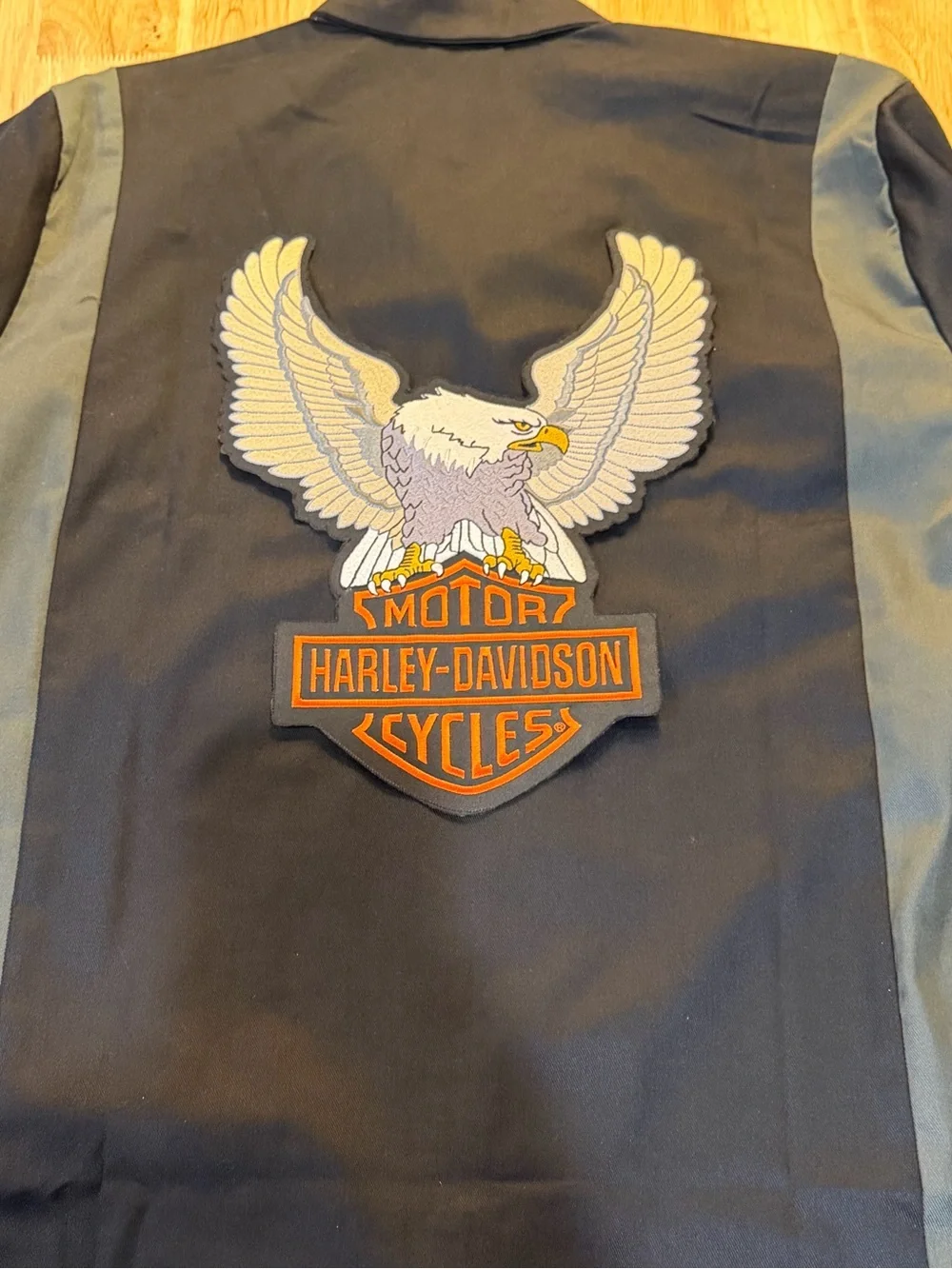 Harley-Davidson Black, White and Orange Eagle Shield Patch Wall Art